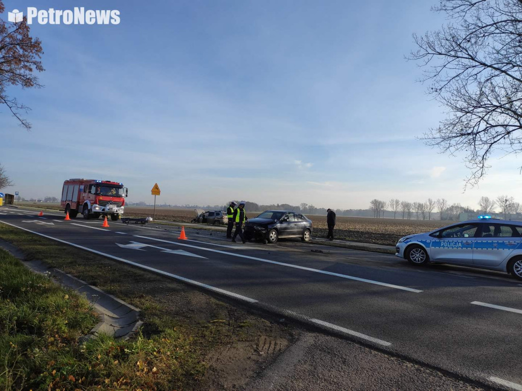 Wypadek w gminie Drobin. Dwie osoby poszkodowane [ZDJĘCIA]