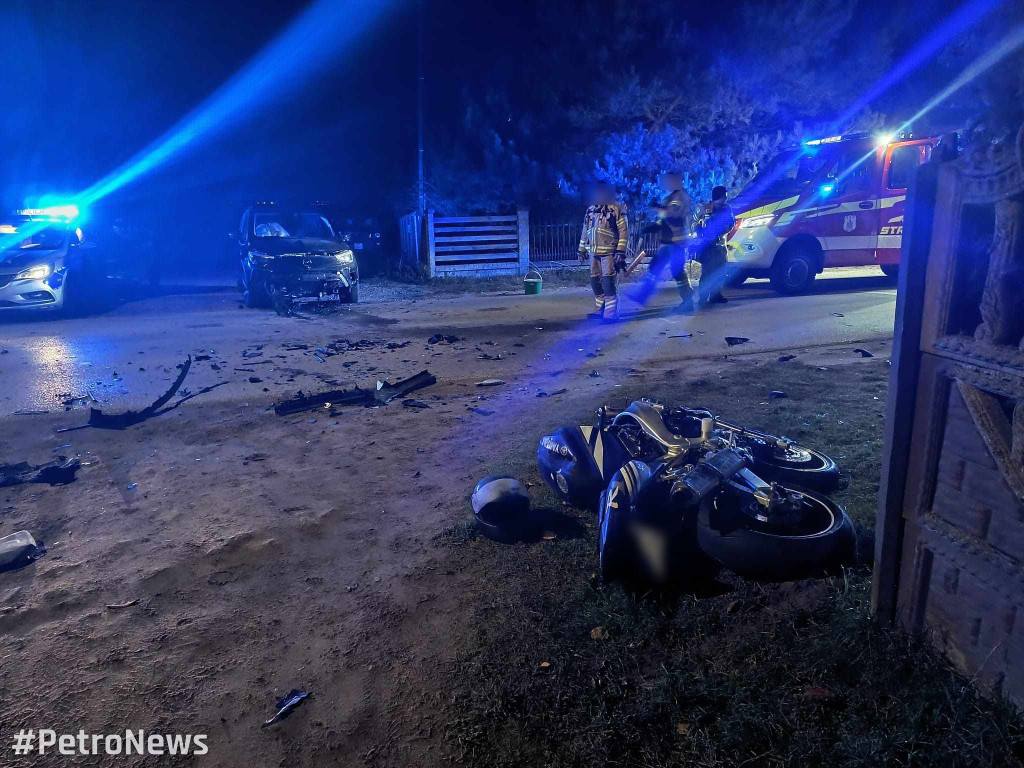 Wypadek z udziałem motocyklisty