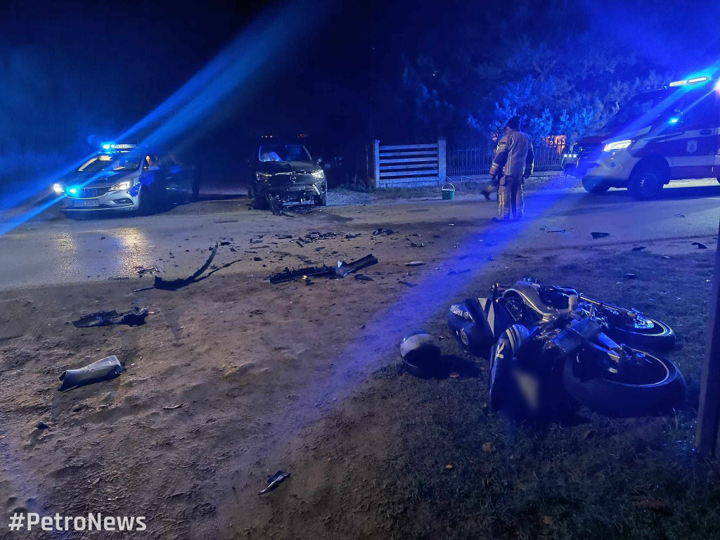 Wypadek z udziałem motocyklisty