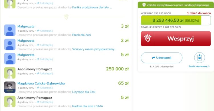 Zrzut z portalu SiePomaga.pl