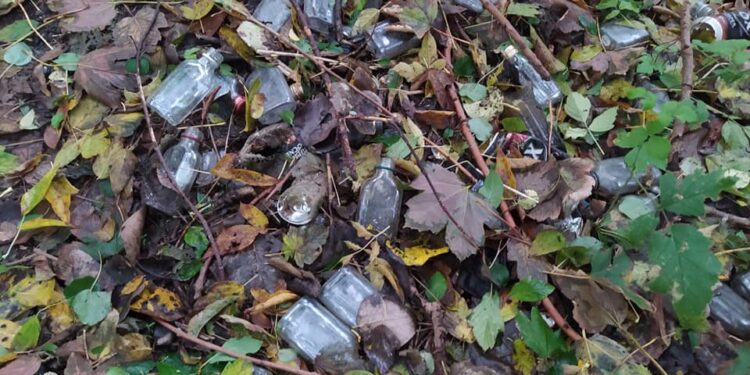 Tysiące butelek i puszek wyrzuconych na teren zielony w Płocku [ZDJĘCIA]