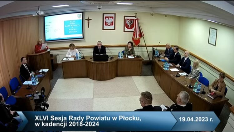Zrzut z zapisu Sesji Rady Powiatu Płockiego
