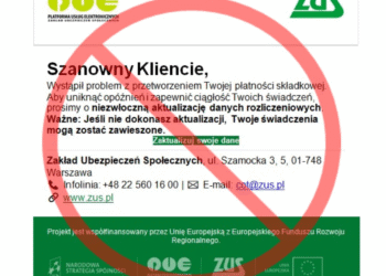 Uważaj na fałszywe maile od oszustów podszywających się pod ZUS!